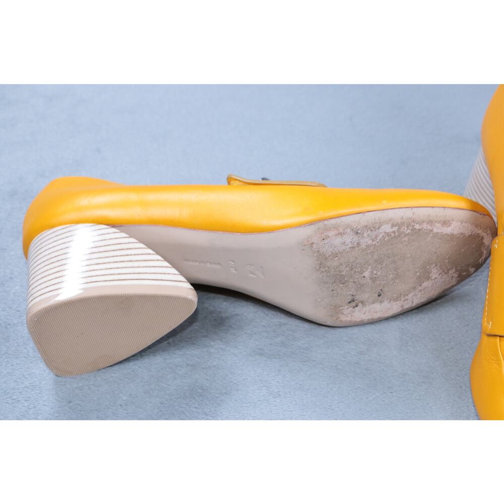 Mercedes Castillo Womens Heels Yellow Leather Block Heel Pumps Slip On Size 7 - Picture 10 of 16